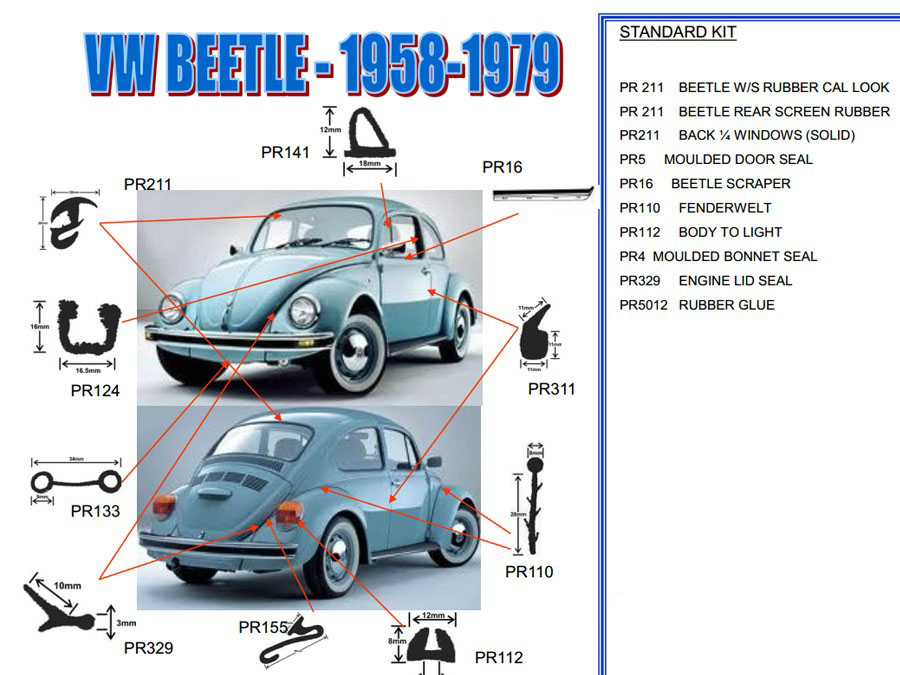 Other Parts & Accessories - Replacement Rubber Kit For Vw Classic ...